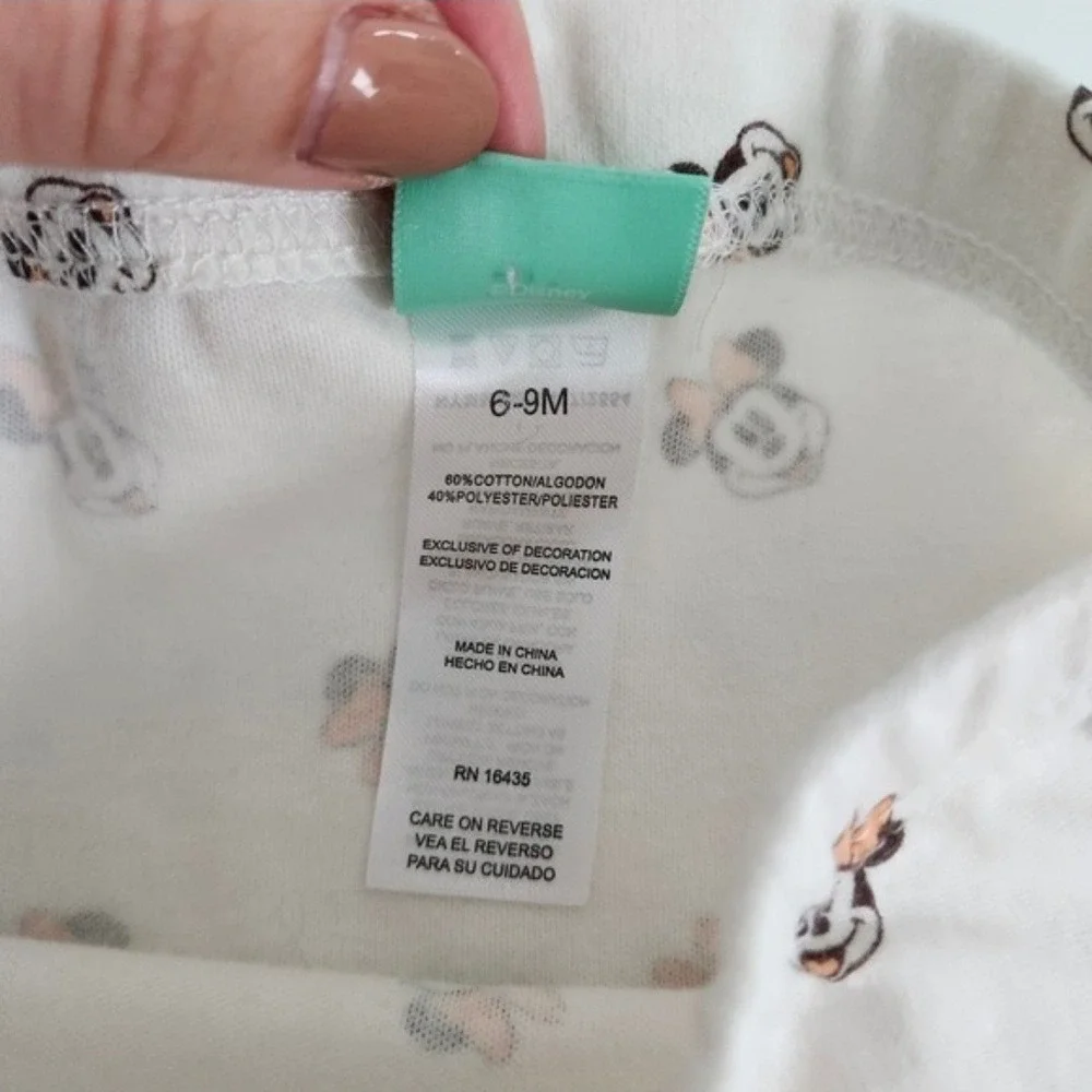 Disney Baby Minnie Mouse 4pc Set Bodysuits Pants 6-9M‎ Red Leopard NWT & EUC